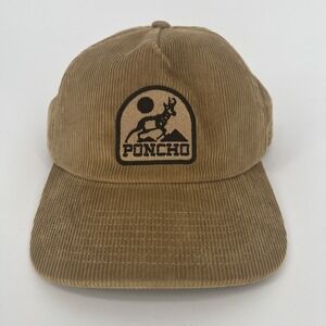 Poncho Corduroy Deer Nature Patch Tan Strapback Hat